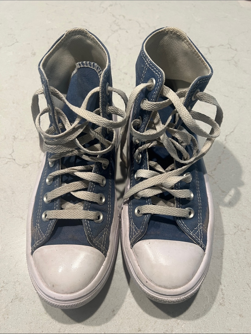 Classic High-Top Platform Sneakers in Blue